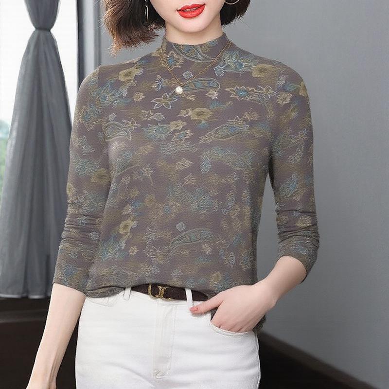 

2025 Autumn/Winter Women s Fashion High Neck Long Sleeve Top - Stylish, Versatile, Ideal for Middle-Aged and Elderly Women M