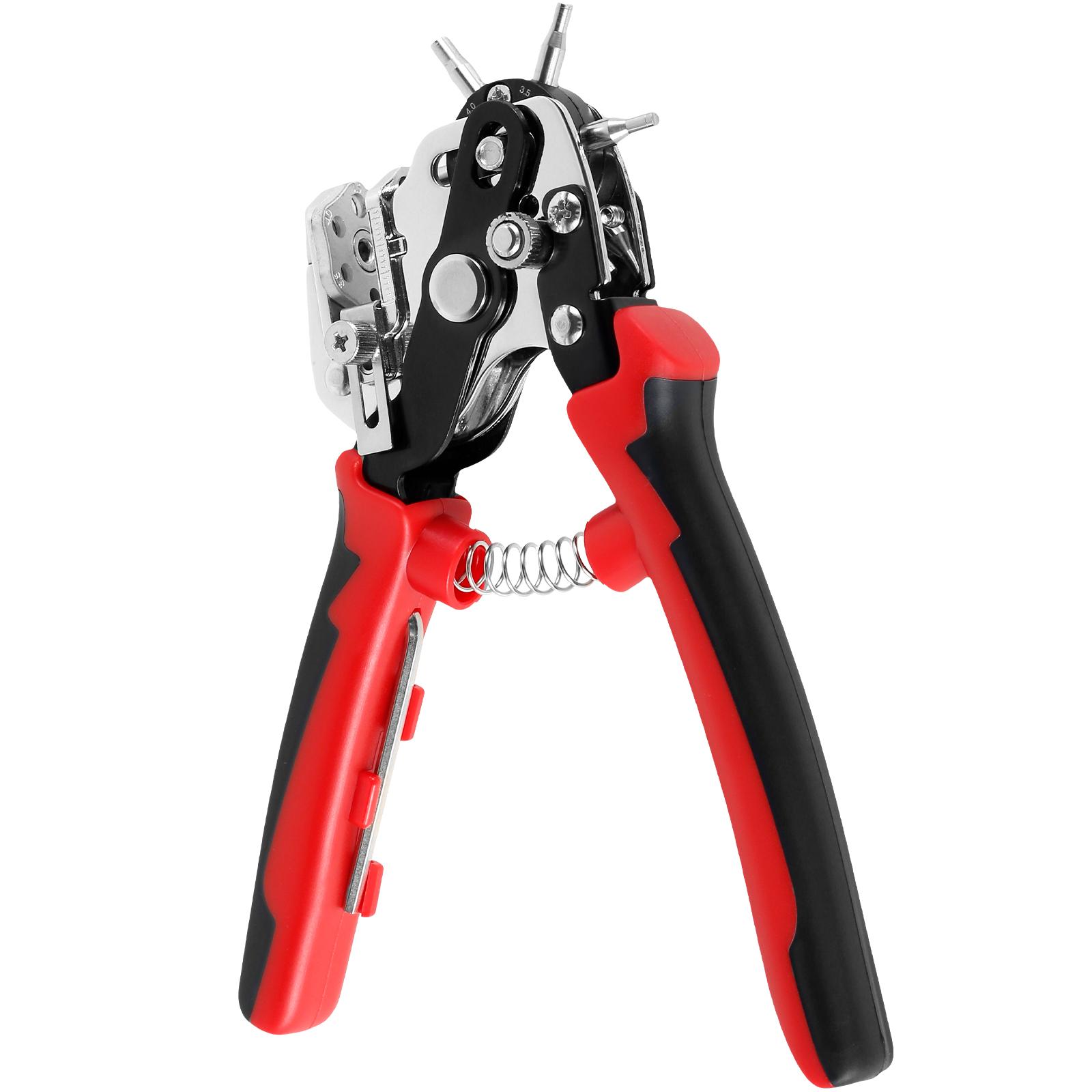 Leather Hole Punch Adjustable Belt Hole Puncher for Leather Heavy Duty, 6 Size Revolving Leather Belt Hand Hole Puncher Pliers