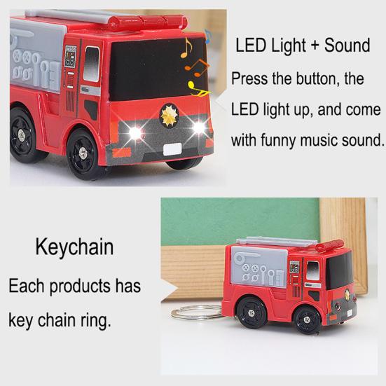 Schöner Feuerwehrauto-Schlüsselanhänger mit LED-Sound, Handtasche, Hängedekoration, Spielzeug, Geschenk