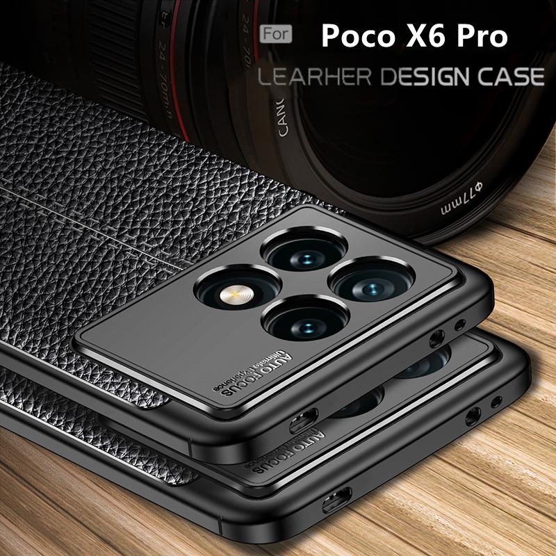 Für Poco X6 Pro Hülle Abdeckung Xiaomi Poco X6 Pro Capas Stoßfest Linsen Schutz Rückseite Rüstung TPU Weiches Leder Fundas Poco X6 Pro