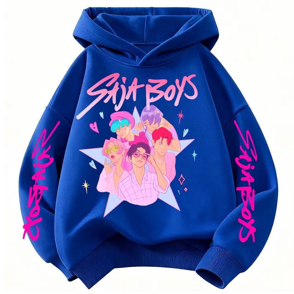 

K-pop Охотник на демонов Саджа Мальчики Мультяшные Девочки Мальчик Толстовка с капюшоном Теплая Детская Корейская волна Мода Повседневные Топы Повседневная одежда 100