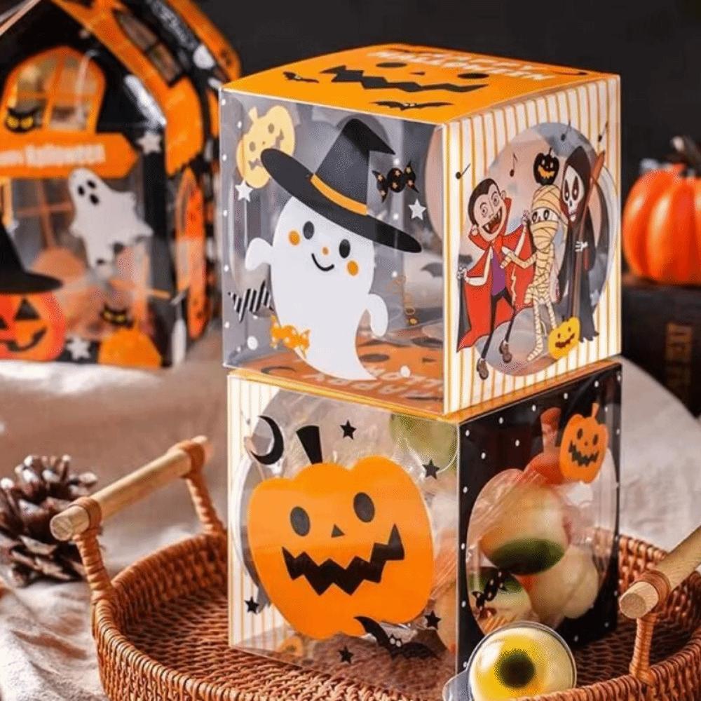10Pcs Non Candy Snack Packaging Box Cartoon Ghost House Cookie Box  Themed Party Supplies