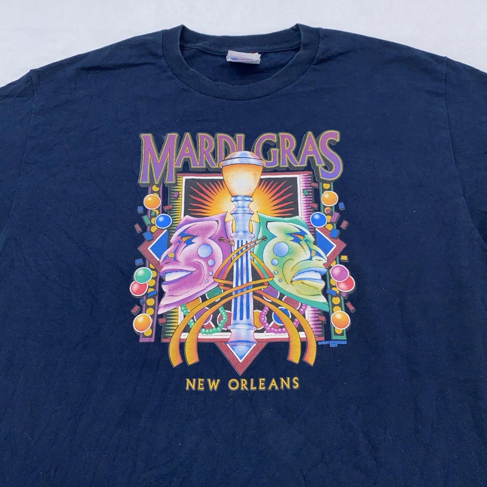 Vintage Mardi Gras Shirt Mens Large New Orleans Louisiana Festival Graphic USA XL