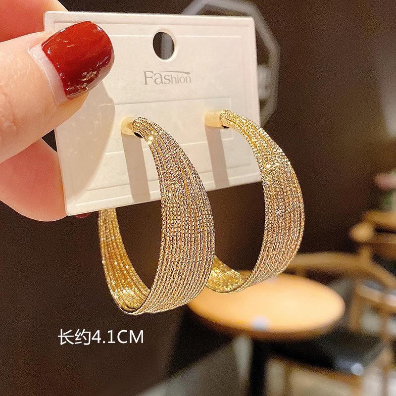 Gold Layered Round Hoop Earrings with Smooth Finish for Party More