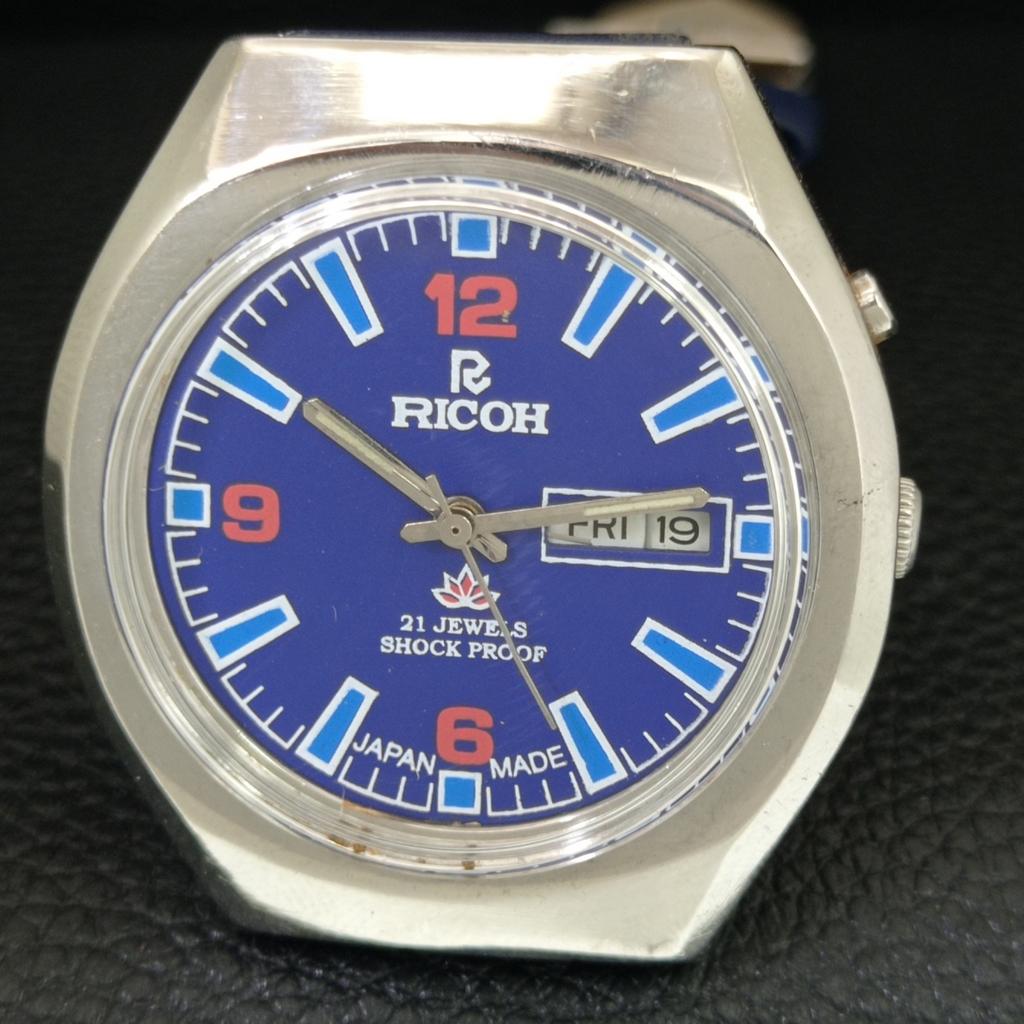 VINTAGE RICOH R31 AUTOMATIC JAPAN MENS BLUE COLOR DIAL WATCH a707692-1