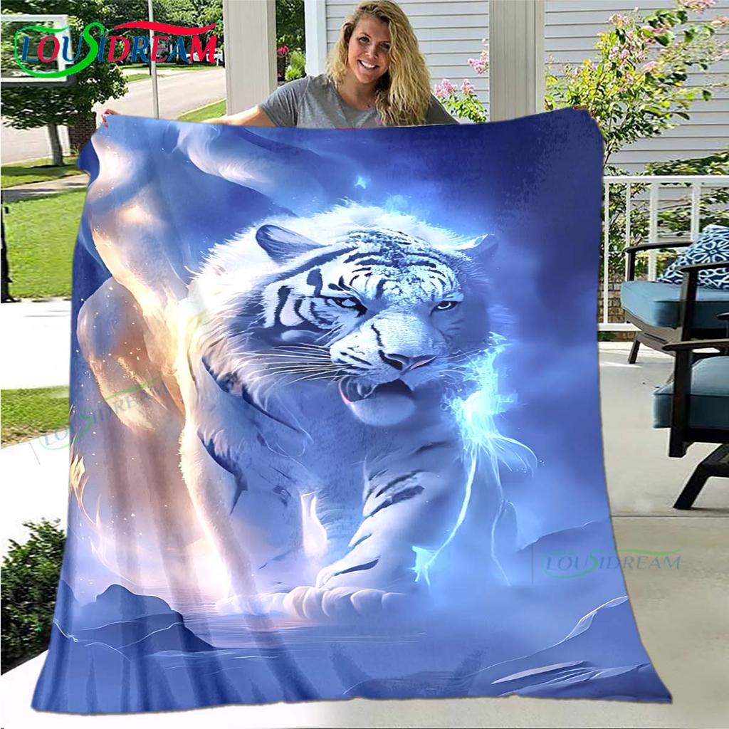 Hot Tiger Painting Print Flannel Adult and Children Blanket Sofa Bed Decoration Blanket Portable Blanket Bath Towel Gift