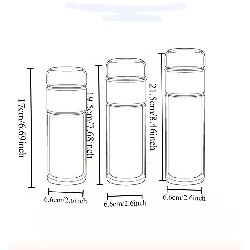 1pcs Tea Water Bottle Glass Double-layer Tea Water Cup Injection Drum Water Dispenser with Tea Filter Bottle