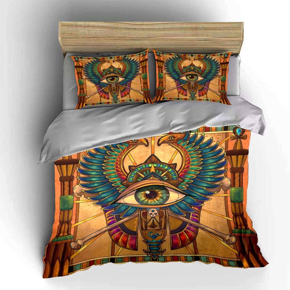 Egyptian Eye Art Decoration Set Soft Comfortable Duvet Cover Bedding Set Included 1*Duvet Cover & 2*Pillowcases, Gift