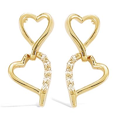[H0439] - Gold Plated 'Love' Earrings White Gold - 20x9 Mm