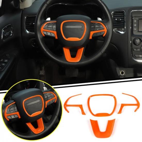 Orange Steering Wheel Cover Trim For Dodge Challengerchargerdurango 2015+ 4pc