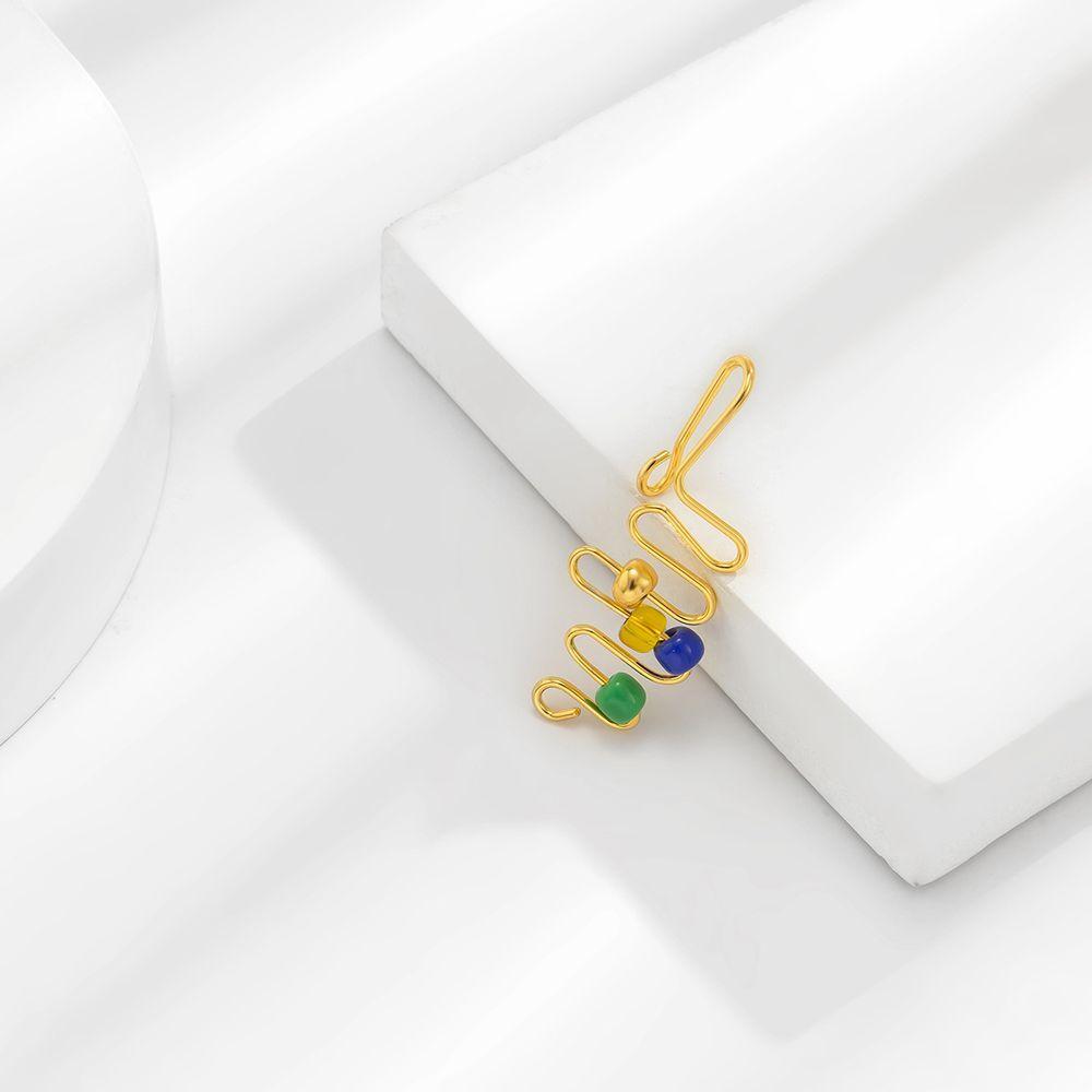 

Simple Punk Rhinestone U Shape Chain Metal Bear Nose Cuff Nose Stud Fake Nose Ring Body Jewelry