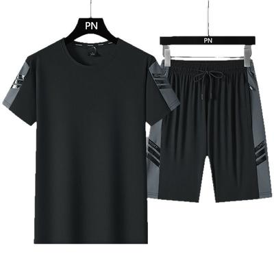 Summer Thin Ice Silk Handsome Suit Short Sleeved T-shirt Shorts Sports Casual Men's Clothing