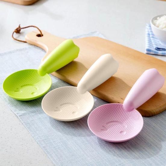 3 Pcs/Set Rice Spoons Heat Resistant Comfortable Grip Stand Up Non-stick Cartoon Serve Rice Particle Design Smiling Face Kitchen Rice Shove for Home
