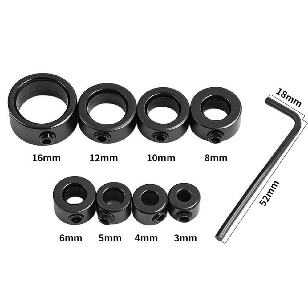 8Pcs New Drill Bit Depth Stopper Set Adjustable Carbon Steel Positioning Collars With Allen Wrench Woodworking Limit Rings