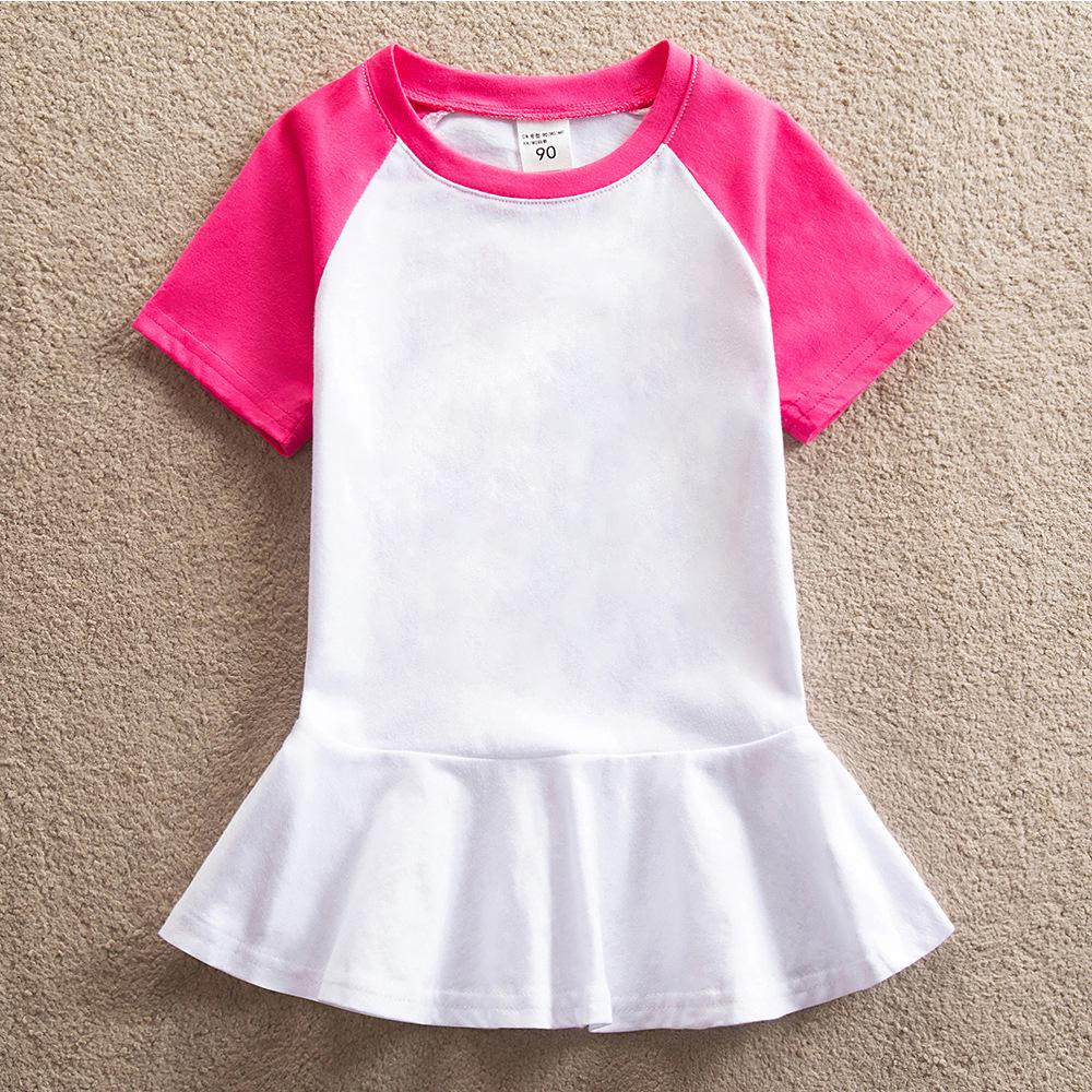 2022 Summer Girls' Short Sleeve T-shirt & Ruffle Skirt Set with Custom Print Options