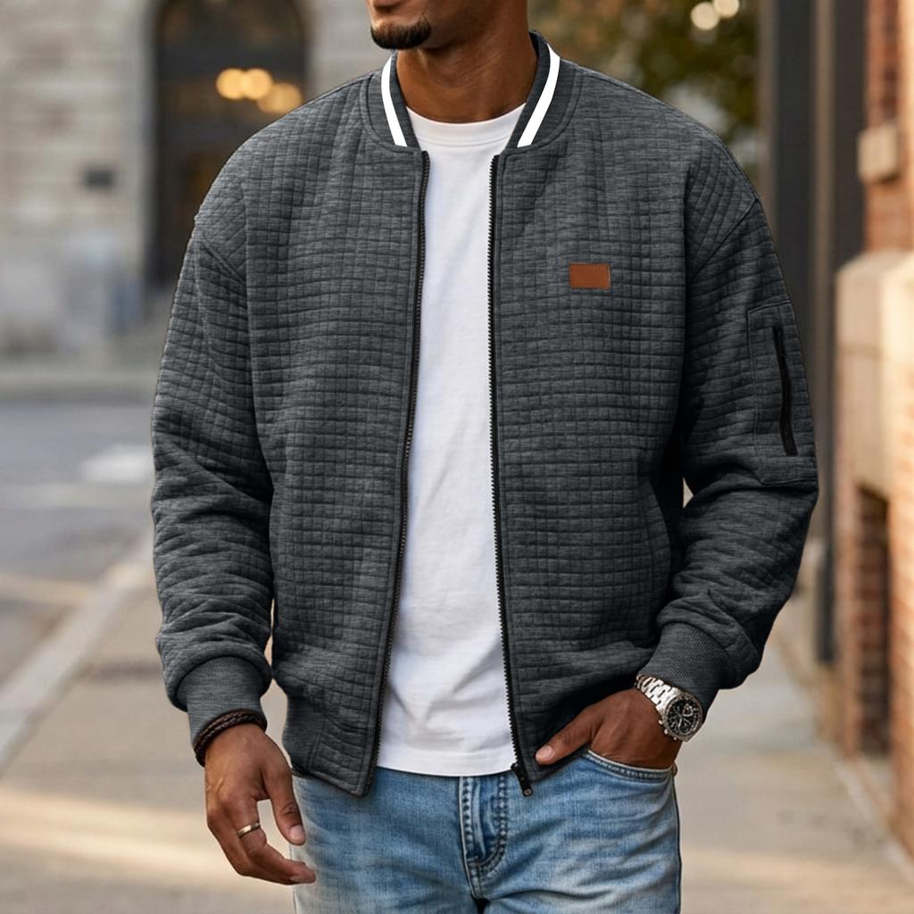 Herren Freizeit Colorblock Jacke mit Stehkragen, Langarm und Taschen