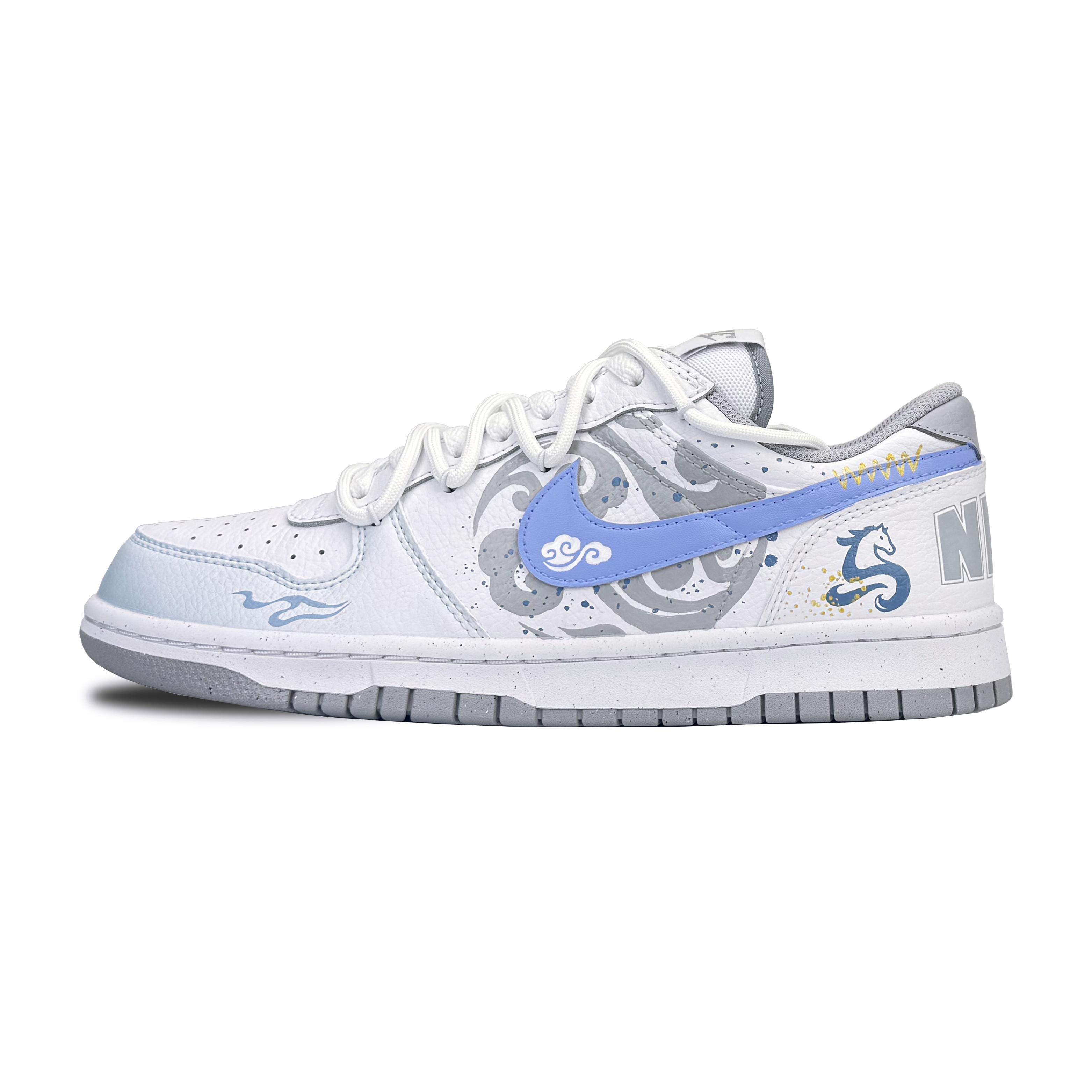 

Nike Big Abrasion Resistant Low top Skateboard Shoes Men s Blue White 355152-106(Team1417-) 43