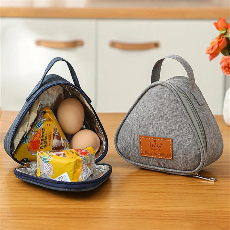 Aluminum Foil Heat-Lock Triangular Insulation Bag, Mini Portable, Student Lunch Box Bento Fresh-Keeping Tote