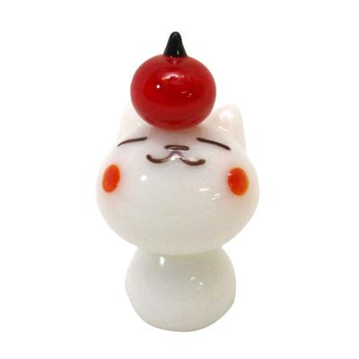 Forcart Cute Handmade Glasswork Apple Topped White Cat