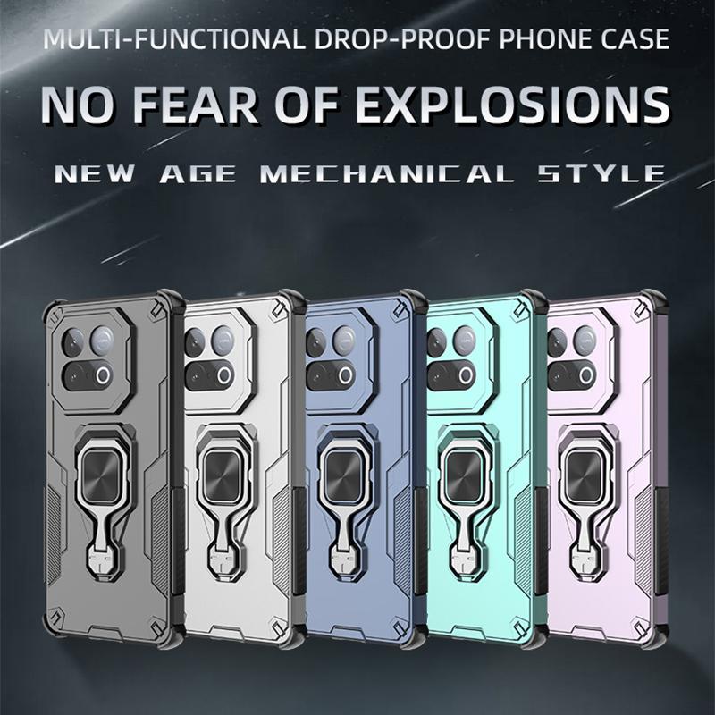 KEYSION Coque Armure Antichoc pour IQOO Z10 Turbo 5G Silicone+PC Support Anneau Métal Vertical Live Housse de Téléphone pour IQOO Z10 Turbo Pro