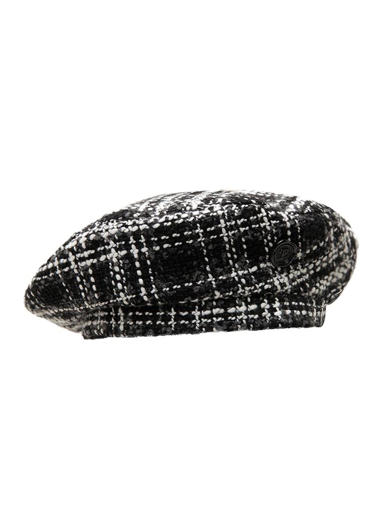 Poejidam [Moonflower] Tweed Beret_Black And White