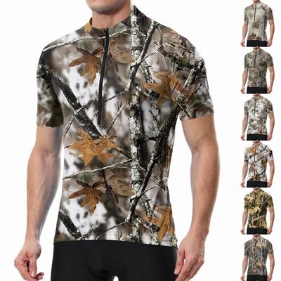 Men's Round Neck Print Zipper Breathable Quick Dry Short Sleeve Cycling