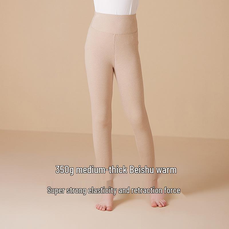 Kids' Fleece Leggings: High-Waisted, Tummy-Tucking, Double-Brushed, Thermal Pants for Autumn/Winter