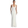 Women's new streamer splicing suspender long dress slim-fitting hip-wrapped European and American style neck dress dress