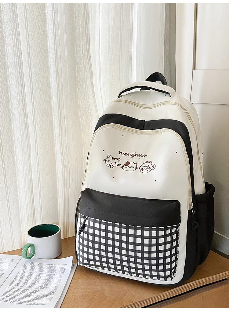 Schoolbag Female Korean Version Ins College Style Middle School Student Lightweight Backpack High Value Plaid Girls Travel Backpack