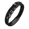 Mens Adjustable Stainless Steel Cross Pendant Braided Leather Bracelet Fashion Casual Wear