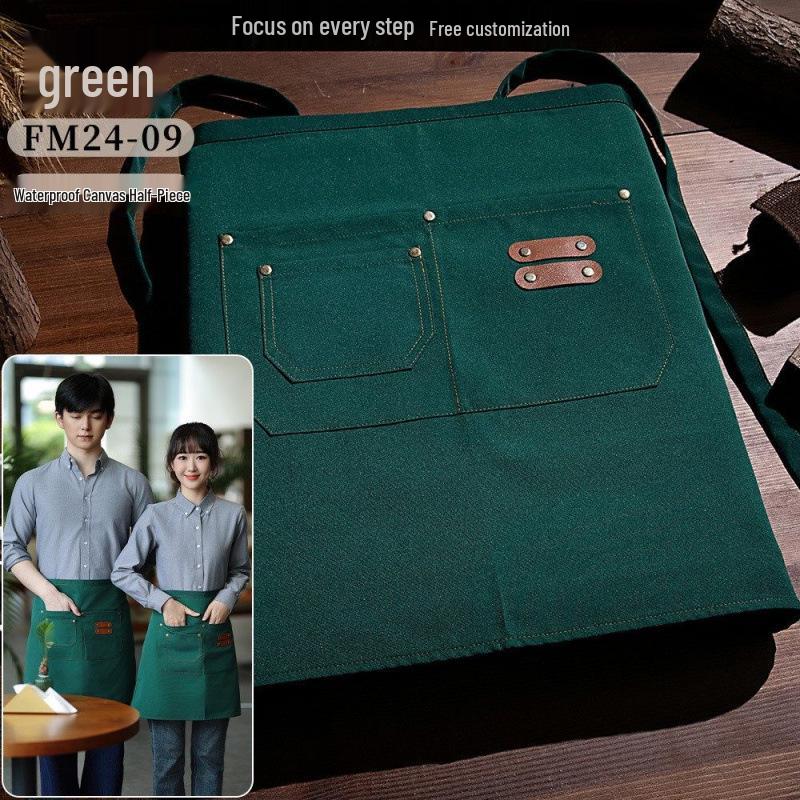 Women s Waterproof Canvas Half-Length Waiter Apron with Logo Printing for Catering