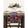 1pc Festive Linen Table Runner, Colorful Mexican Festival Design Tablecloth, Suitable For Home Dining Room And Restaurant, 13"X72"/33cm*183cm