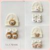 2PCS/Set Autumn Winter Baby Newborn Hat Socks Cute Cartoon Doll Boy Girl Warm Knitted Pullover Hats Cotton Infant Short Socks