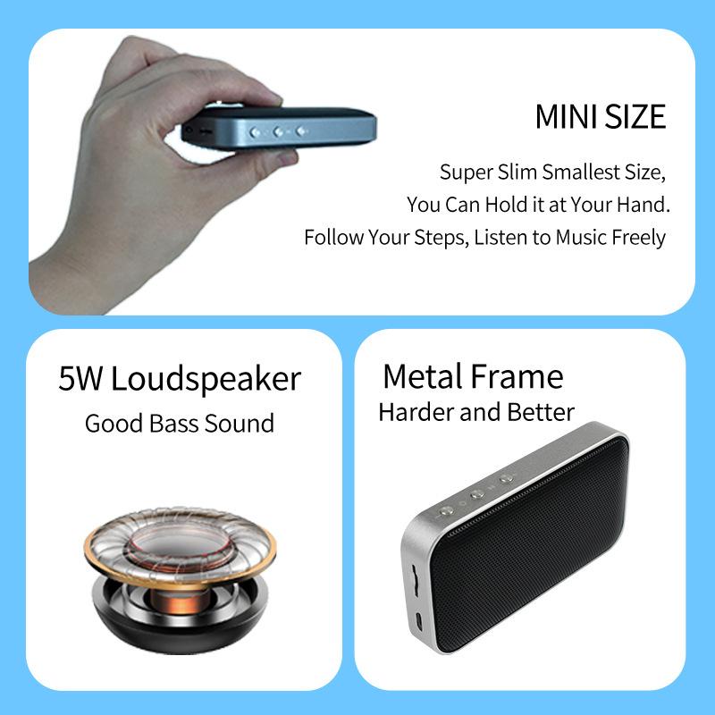 Wireless Outdoor Portable Ultra-thin Bluetooth Speaker Small Steel Cannon Electronic Gifts Mini Pocket Audio