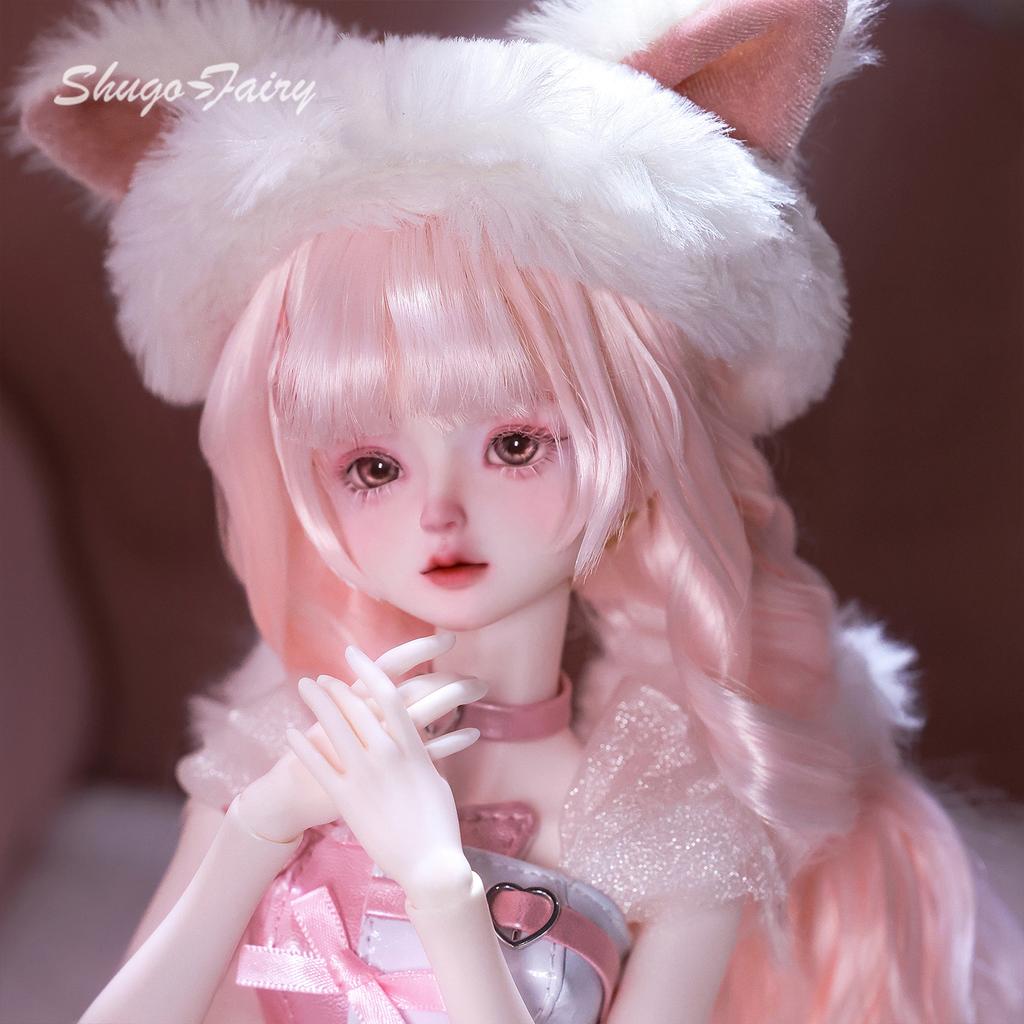 Fuka 1/4 Ball Jointed Doll Sweet Pink Kitten Shuga Fairy Full Set Handmade Collectible Resin Figure Art Photography