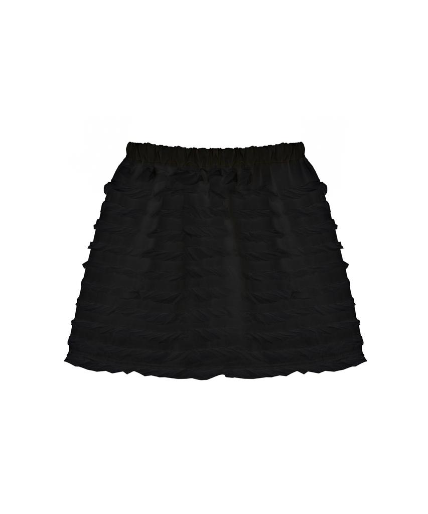 Nigaennikol Fringe Lace Mini Skirt_Black