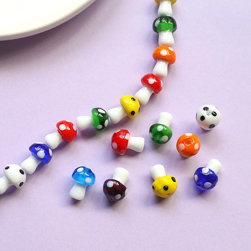 Colorful Cartoon Mushroom Glass Bead Pendants for DIY Jewelry Making - Earrings, Necklaces, and Accessories