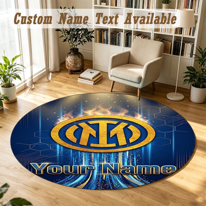 Round Rug Custom NameInter Milan Pattern Non Slip Carpet Home Floor Decor