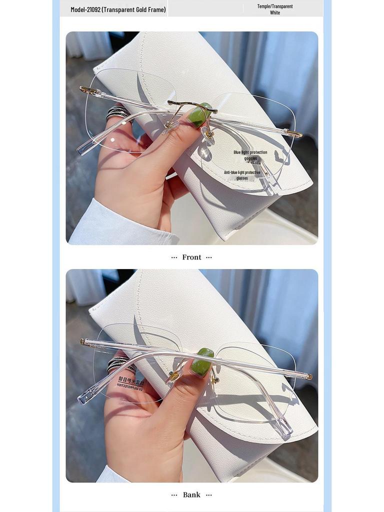 Women's Frameless Anti-Blue Light Slimming Glasses with Prescription Option