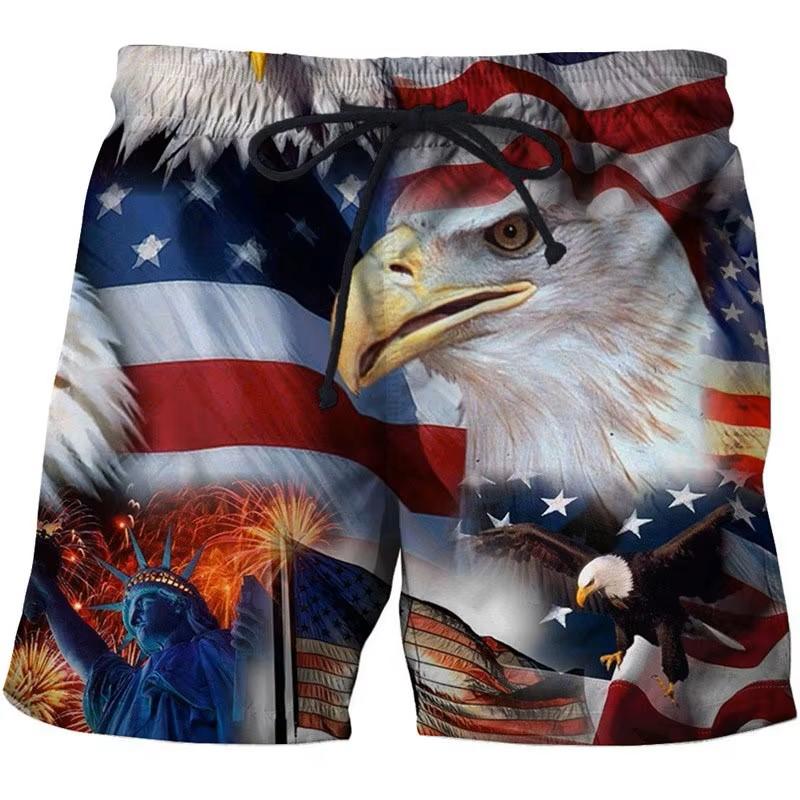 Boxshorts Hosen USA Amerika Flagge 3D-Druck Training MMA Unisex Männer Frauen Schnelltrocknend Fitness Gym Sport Workout Lässige Streetwear
