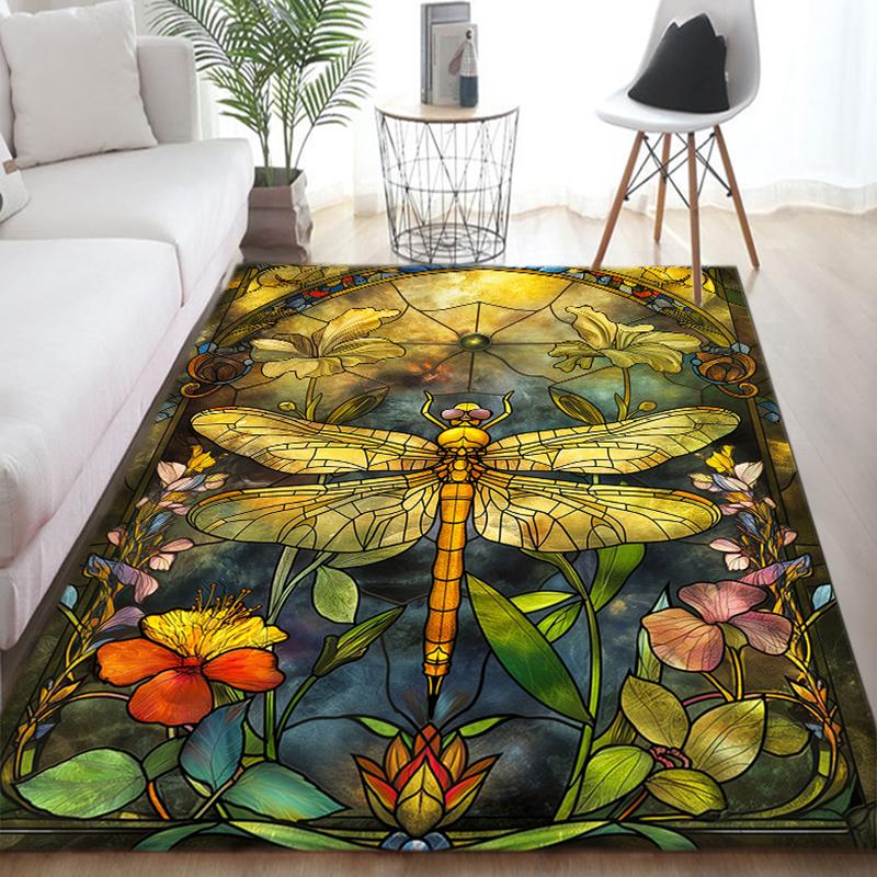 Tappeto Quadrato con Libellula Tappeto Antiscivolo per Soggiorno, Camera da Letto, Studio, Decorazione Corridoio, Perfetto per Decorazione Casa o Regali di Festa