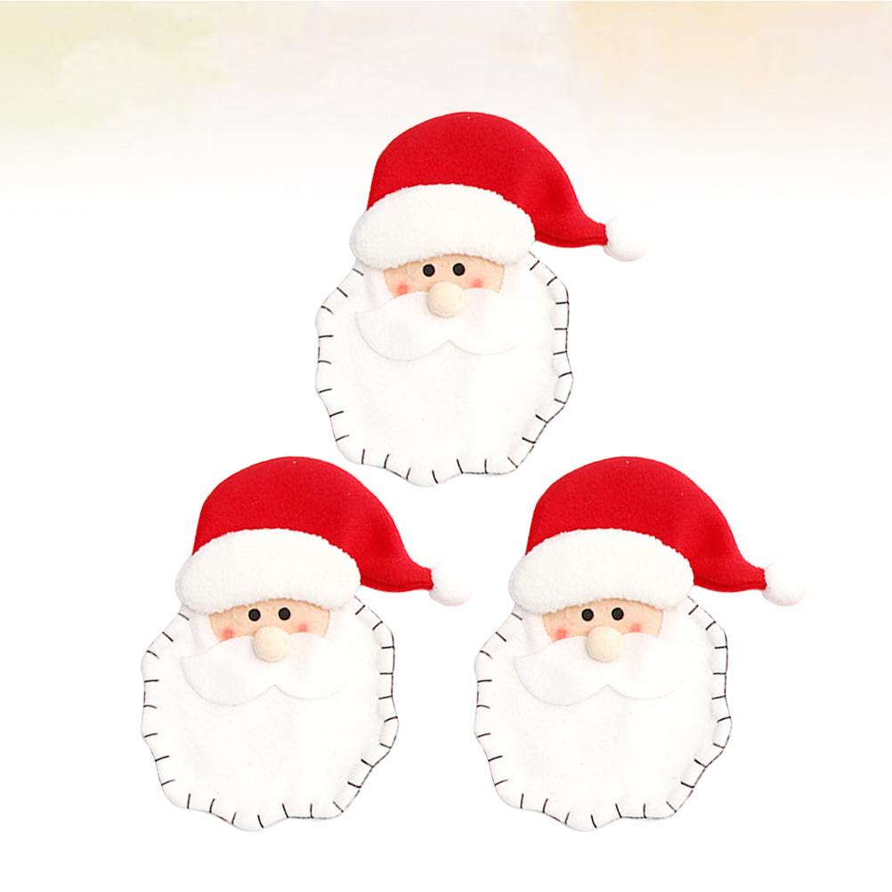 3Pcs Christmas Santa Cloth Tableware Covers Colorful Tableware Cover Party Decoration Gift Christmas Decoration
