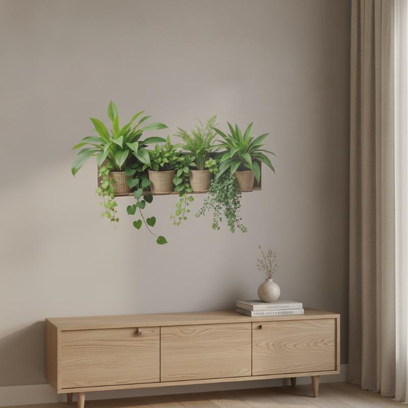 Potted Plant Wall Decals Self Adhesive Removable Stickers For Kitchen Bedroom Living Room Home Decor