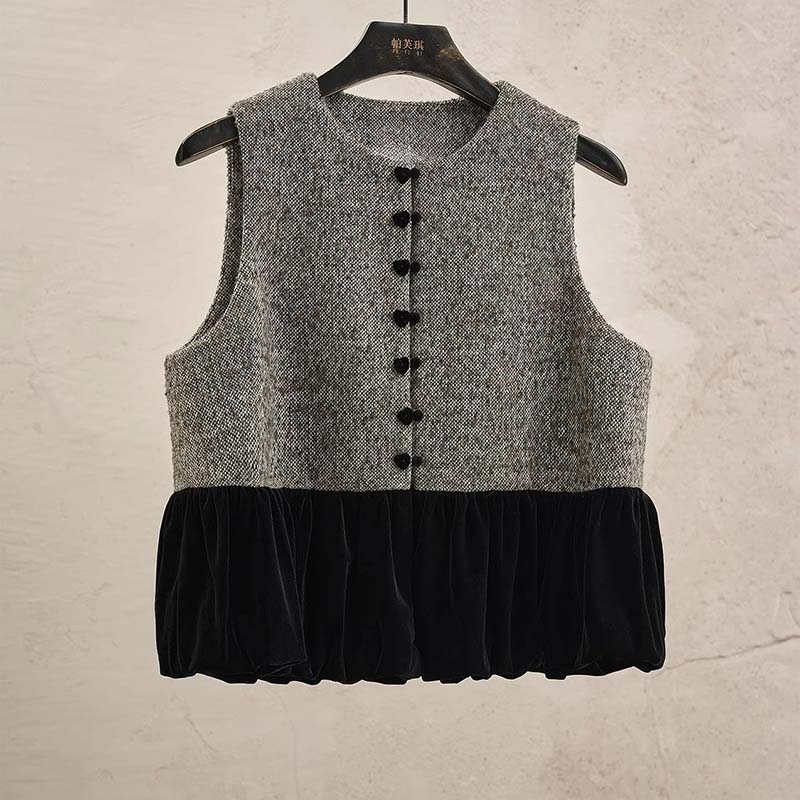 

Жилет для женщин Хлопок Осень Зима Без рукавов Топы Жилет Утепленный Повседневный С круглым вырезом Жилет XXXL серый