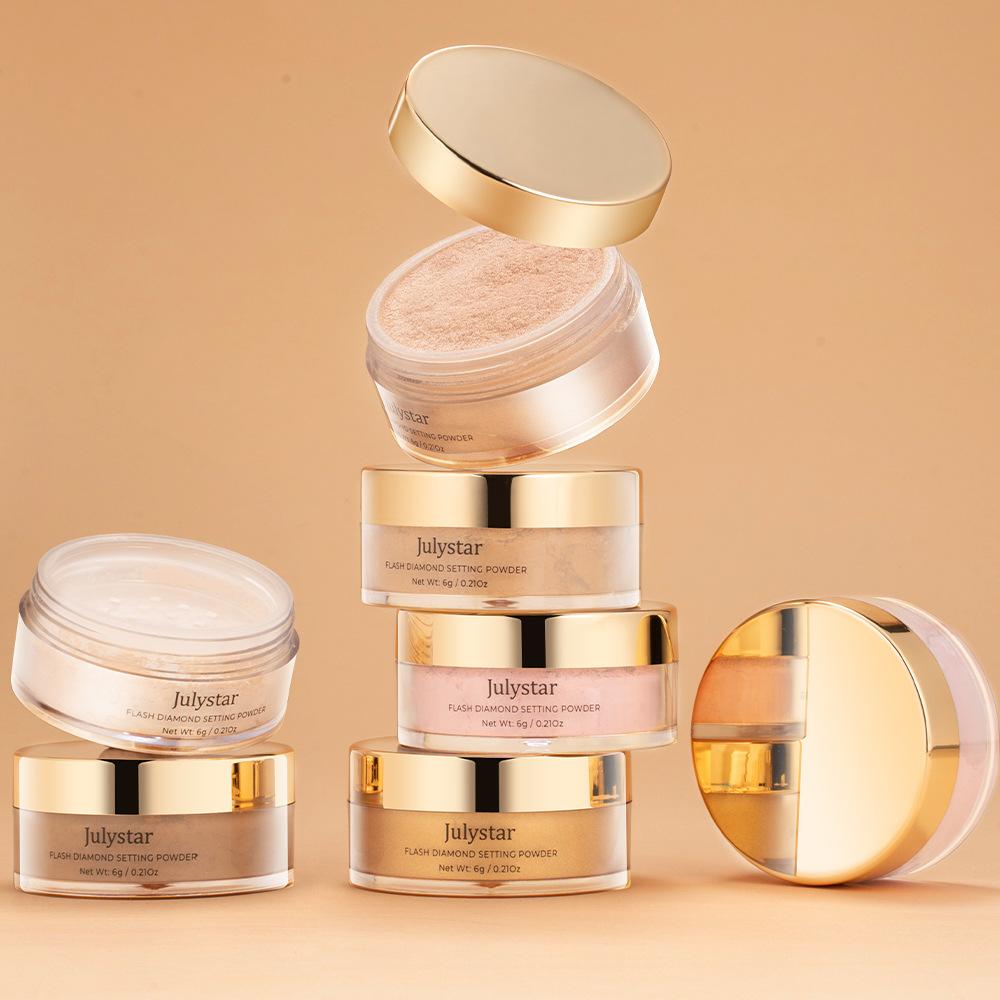Julystar Pearlescent loose powder Concealer Diamond honey powder fine anti-sweat long-lasting oil-control matte setting powder