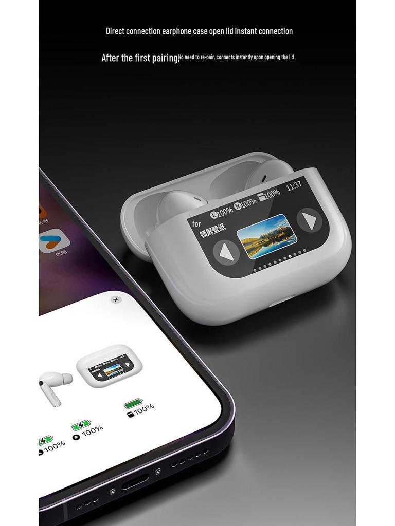 2025 Wireless Earphones 5.4: Ultra-long Battery, ANC Noise Cancelling, Color Screen, Bluetooth