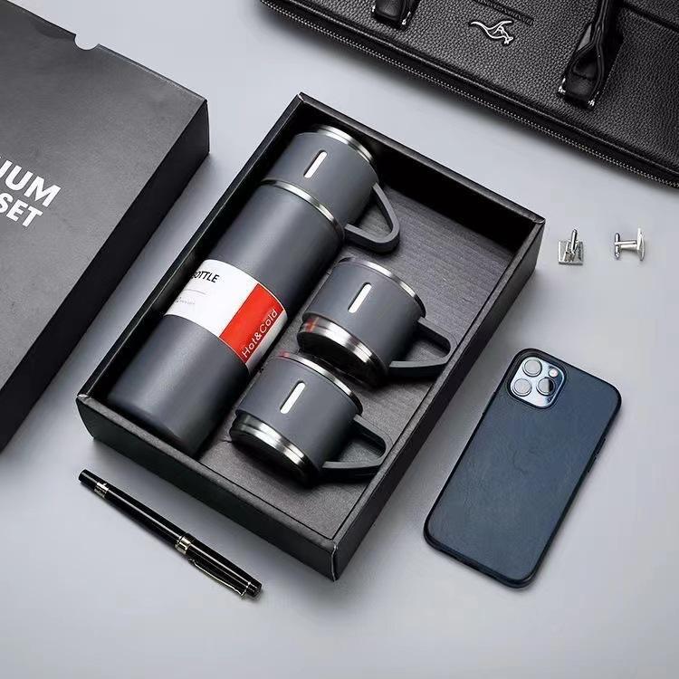 304 Stainless Steel Thermos Cup Gift Set with Portable Tea Infuser and Logo Print