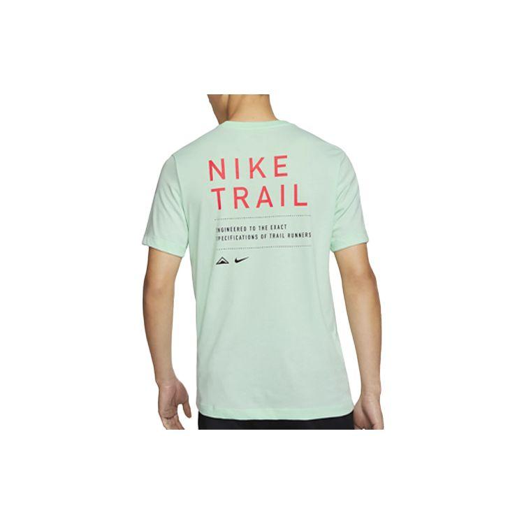 Nike Dri-FIT Trail Letter Logo Print Running Casual Breathable Crew Neck Short Sleeve T-Shirt Men Tops Mint-Green CT3858-391