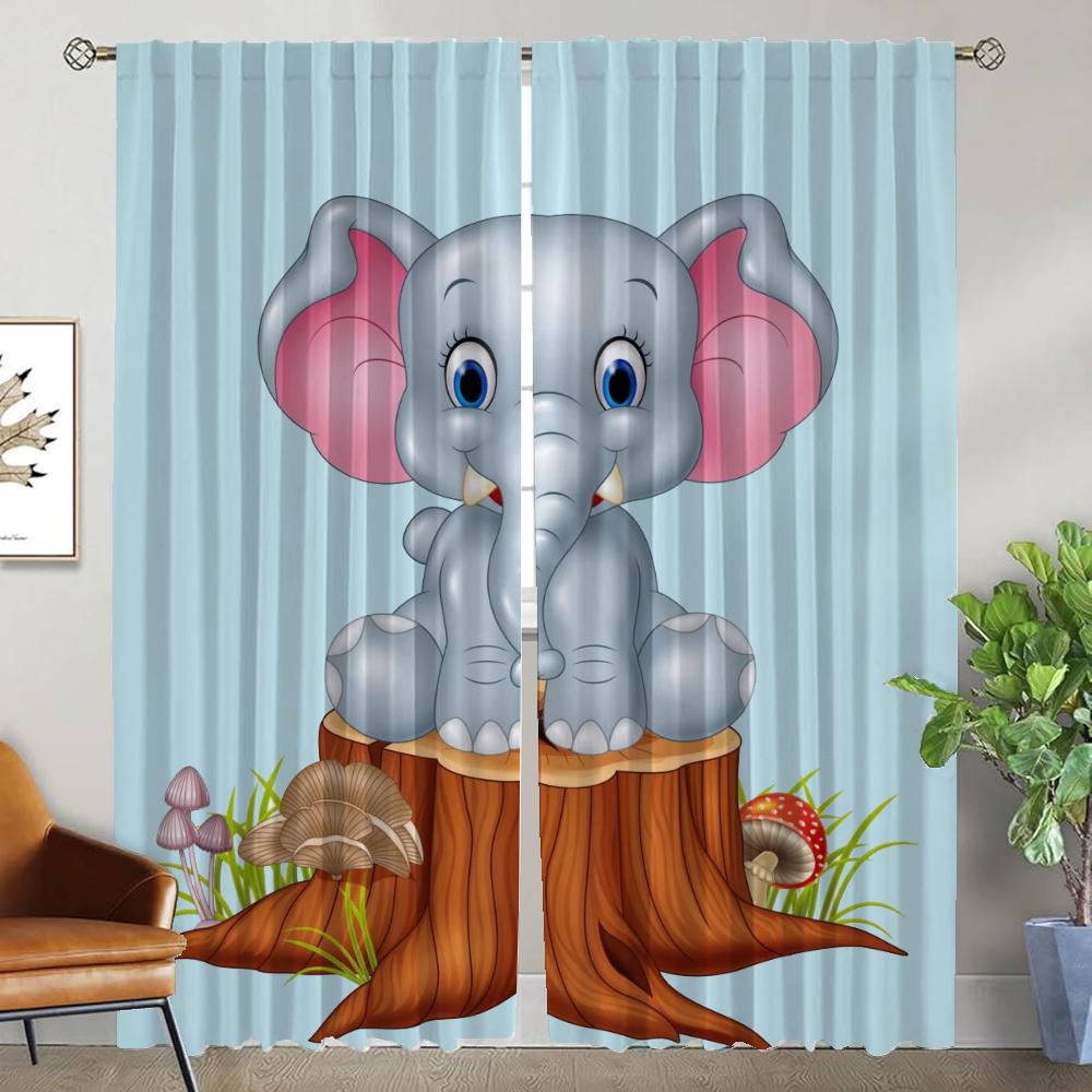 Elefant Karton Halloween Dekoration Moderne Wohnzimmer Vorhänge 2 Stück Heim Innenvorhänge für Kamera Raumteiler Jalousien