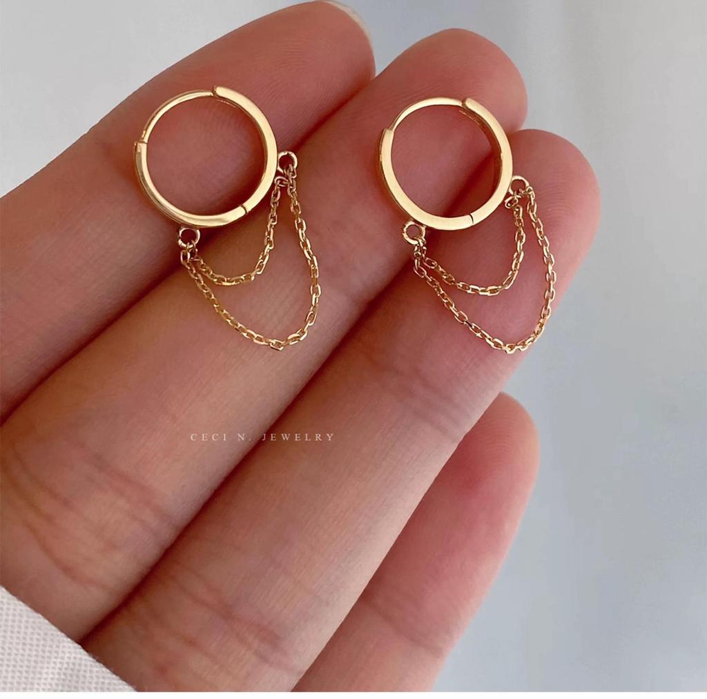 S925 Sterling Silver Chic Chain Earrings: Elegant & Minimalist Design, Comfortable All-Day Wear, Trendy Ear Accessories.
